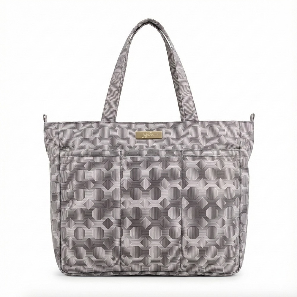 JuJuBe Super Be Diaper Bag Tote Geo Print Black White Geometric Gold Hardware